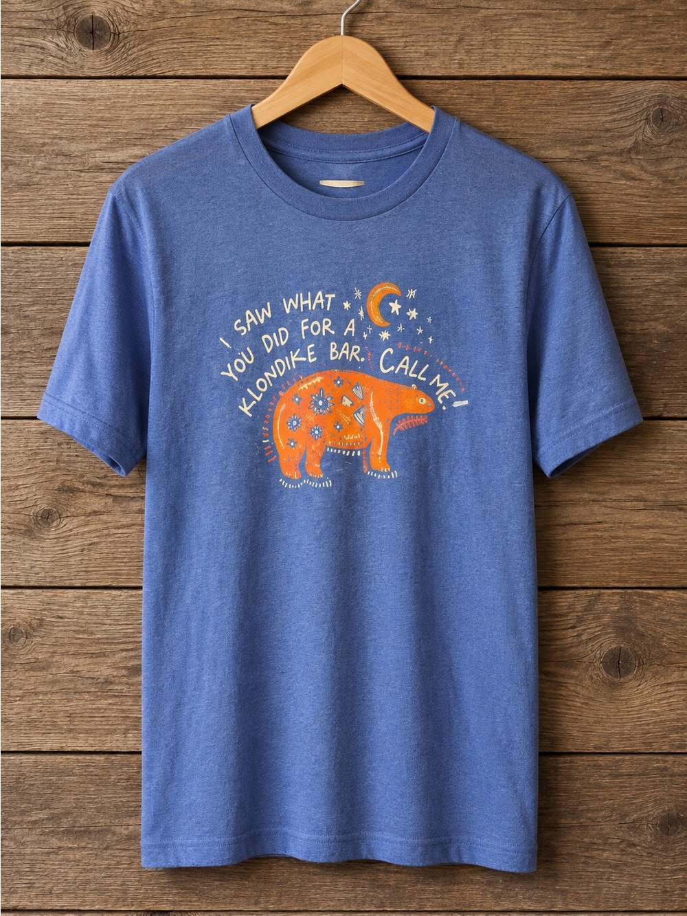 Blue graphic T-shirt. Klondike bar funny. Unisex large or XXL